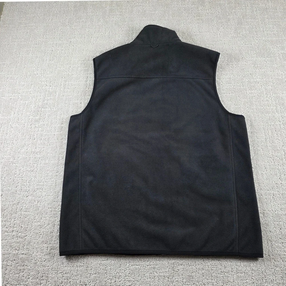 Lands End Outfitters Mens Medium Fleece Vest Black Full Zip Mock Neck Pockets